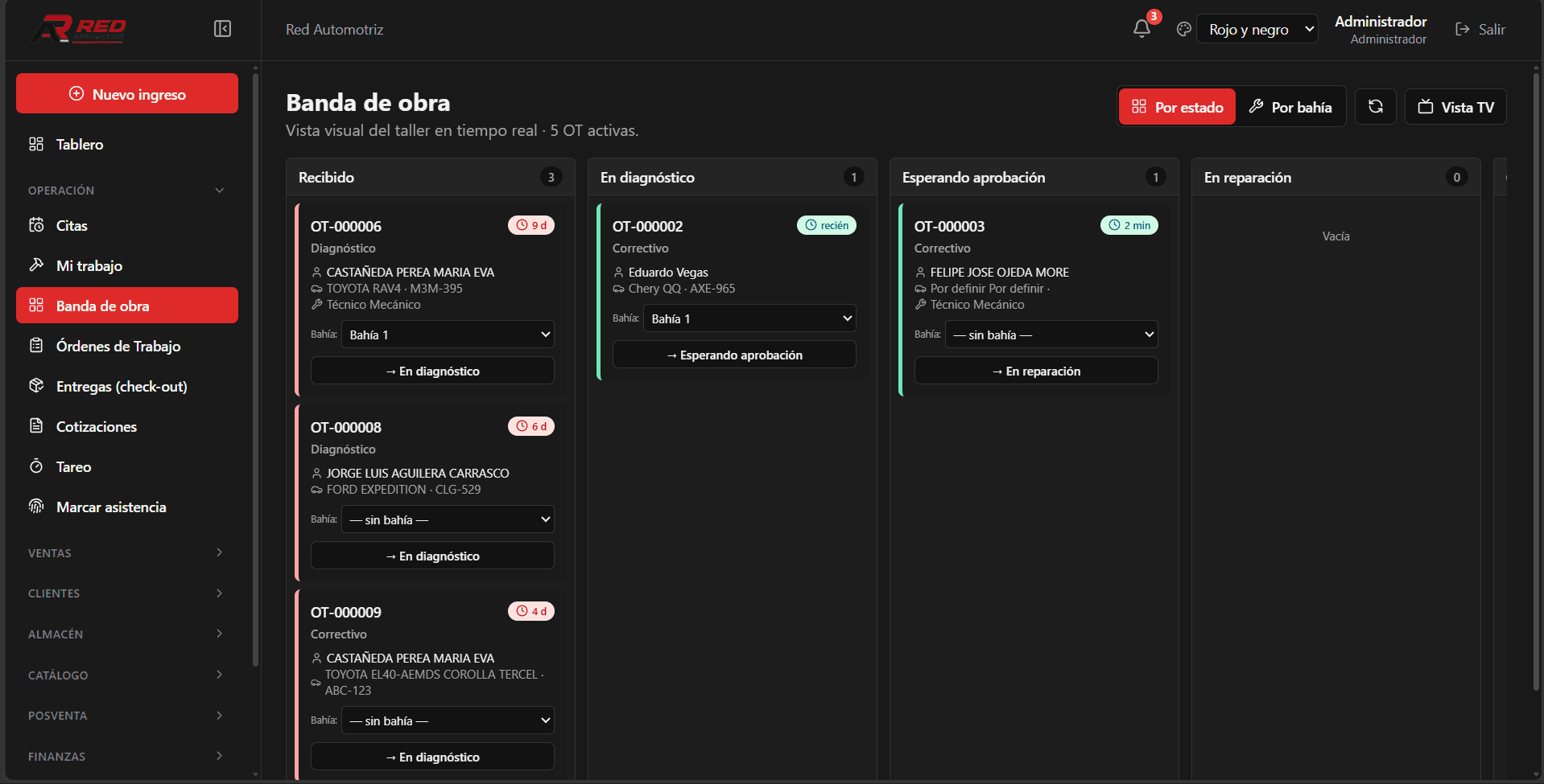 Banda de obra — el taller en tiempo real